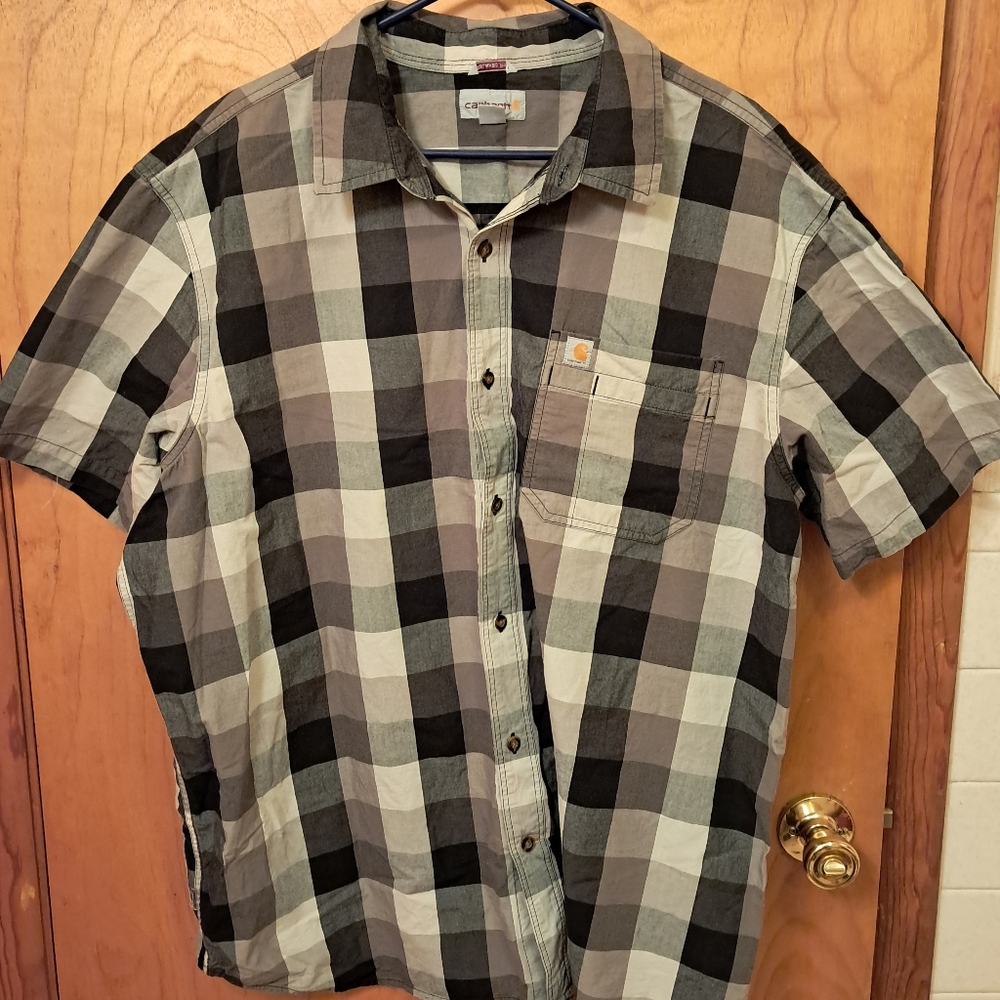 Carhartt Men's Checkered Black and Gray Shirt